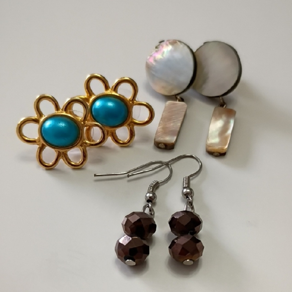 Spring Earring Sets Easter Prom Mothers Day Mother Of Pearl Flowers Dangle